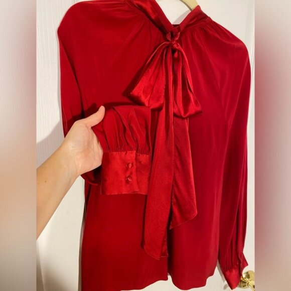 Ramy Brook Red Silk Tie-Back Blouse - Picture 4 of 6